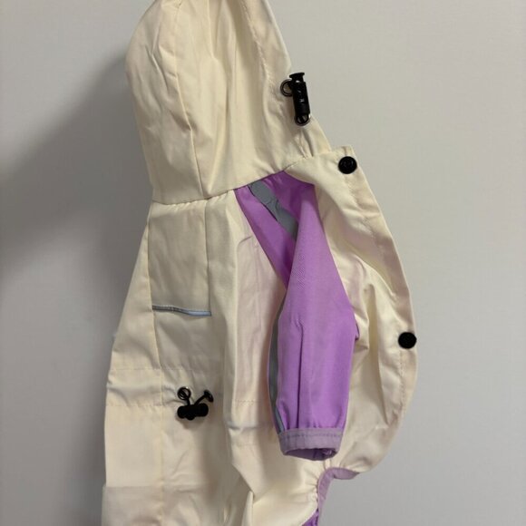 Dog Rain Jacket Cream Purple Covers Legs and Hood Size M - Picture 7 of 9